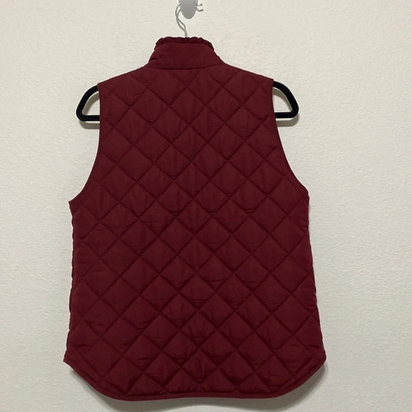 J. Crew Mercantile Ruffled Puffer Vest Dark Wine Size M - Picture 6 of 10